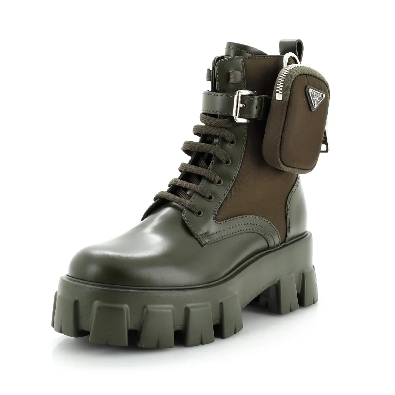 Monolith Combat Boots Leather and Nylon Ankle - High Military Boot Style  