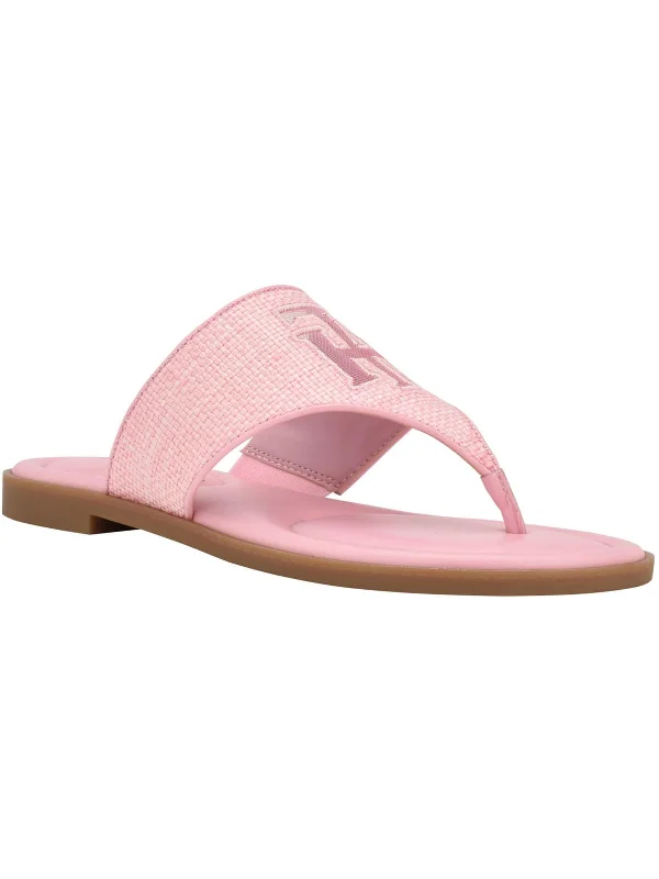 Monta Womens T-Strap Raffia Slide Sandals Comfortable Derby Style  