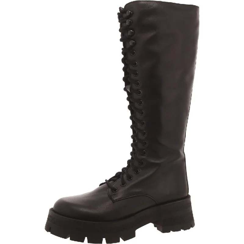 Motto Womens Leather Zipper Knee-High Boots Tailored Oxford Style 