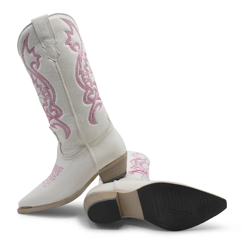 Nadine - White/ Pink Stitching Checkered Shoe Pattern Look  