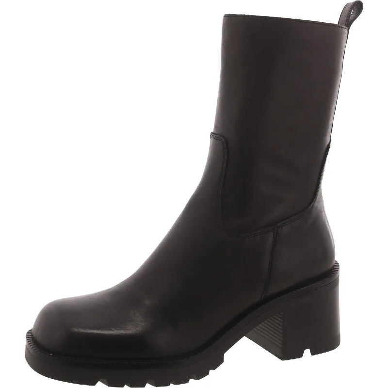 Nala Womens Leather Block Heel Ankle Boots Wingtip Oxford Design 