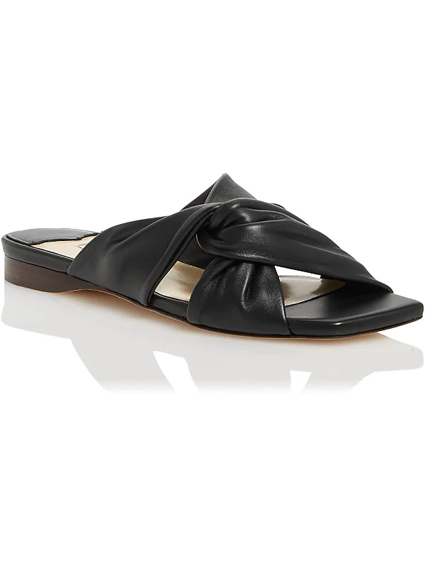 NARISA Womens Criss-Cross Leather Slide Sandals Mod Oxford Design  