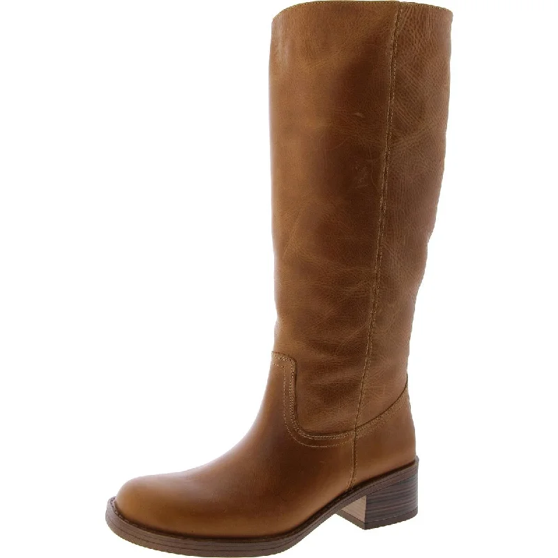 Nena Womens Leather Round Toe Knee-High Boots Single - Buckle Monk Look  