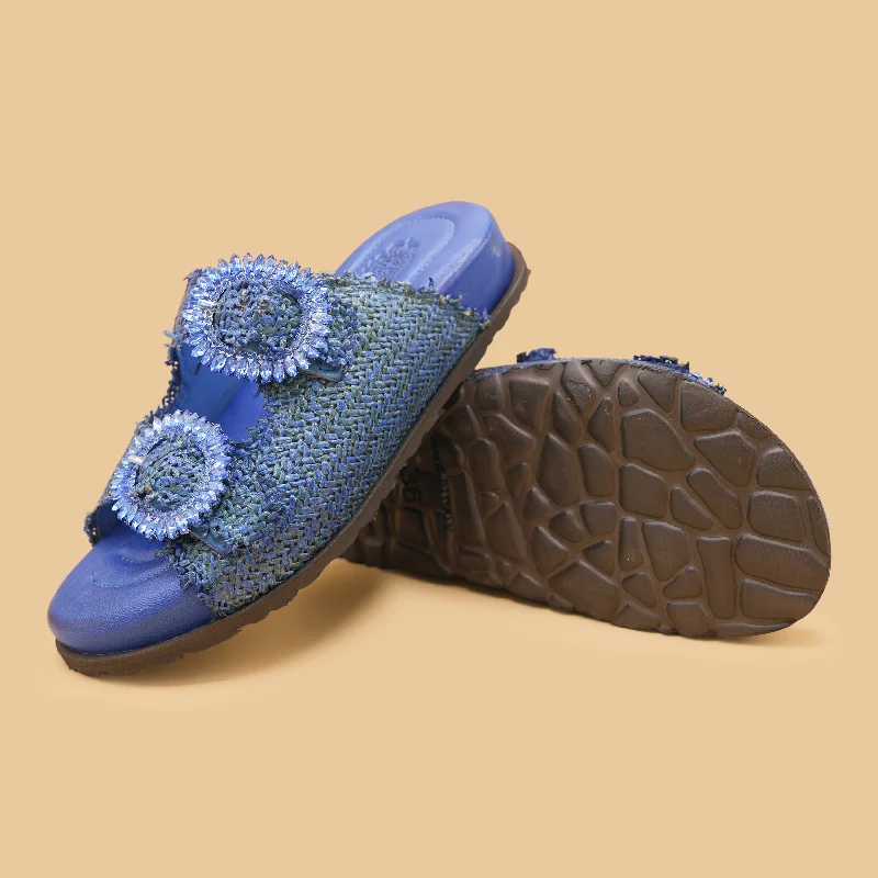 NICOLE01 - Canvas Blu Royal Wingtip Oxford Design 