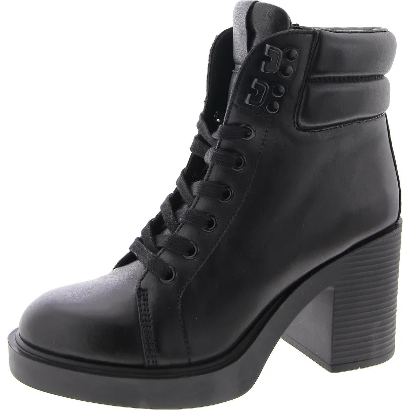 Orion Womens Leather Ankle Combat & Lace-Up Boots Loose - Fit Slipper Style  