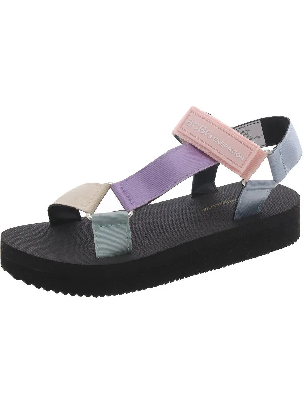 Parna-2 Womens Studded Adjustable Flatform Sandals Open - Lacing Derby Look  