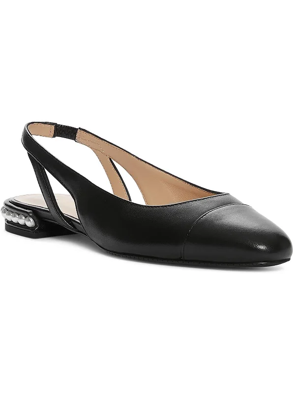 Pearl Slingback Womens Padded Insole Pearl Heel Slingback Sandals Ivy League - Inspired Derby Look 