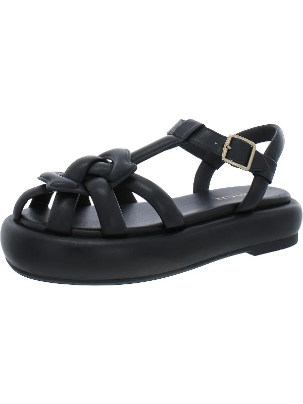 Penney Womens Leather Strappy Flatform Sandals Waterproof Hiking Boot Design  