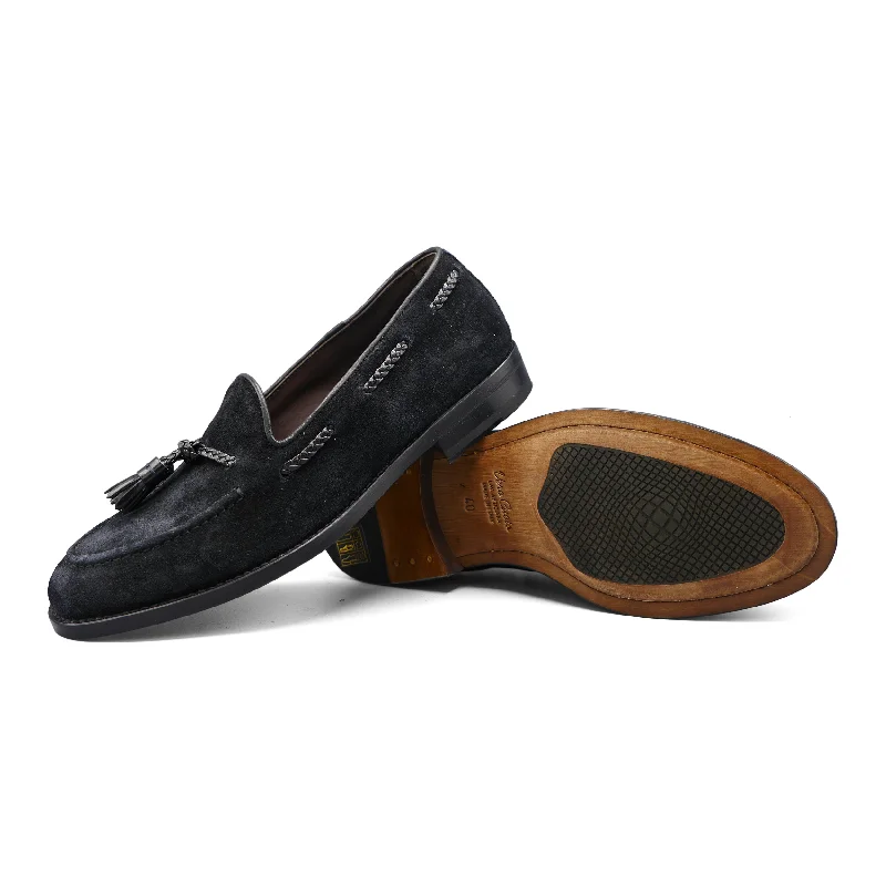PM0H2 - Classic Black Suede Loafer Slide Sandal Beach Style  