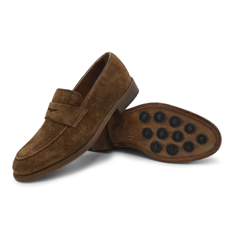 R258 - Cigar Brown Penny Loafer Suede Desert Boot 