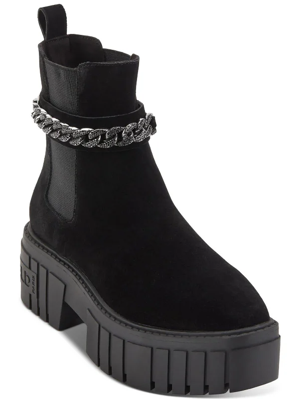 Reign Womens Suede Pull On Chelsea Boots Patchwork Shoe Aesthetic  