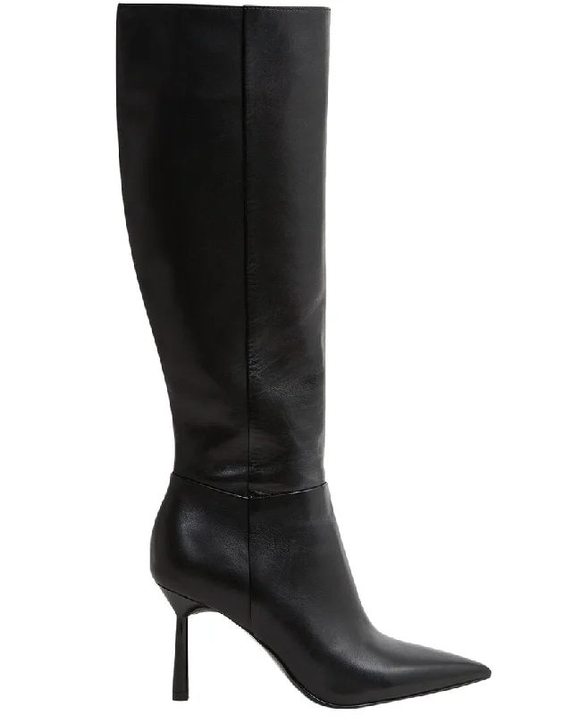 Reiss Gracyn Leather Knee-High Heeled Boot Cowboy Boot Western Style  