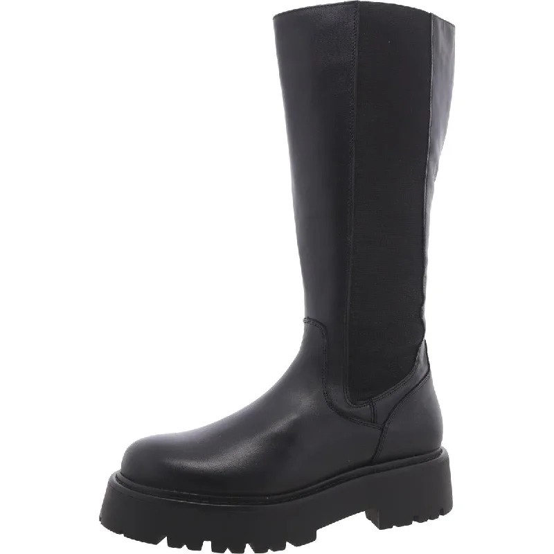 Rex Womens Leather Knee-High Riding Boots British Gentleman Oxford Style  