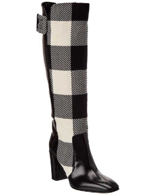 Roger Vivier Leather Knee-High Boot Camouflage Print Boot Style  