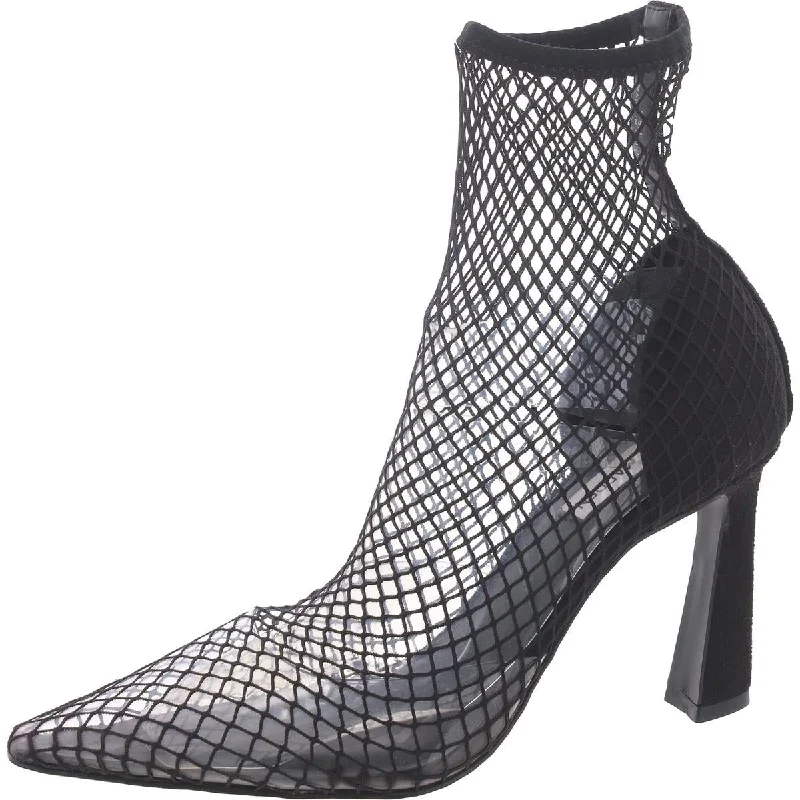 Salem Womens Fishnet Pointed Toe Ankle Boots Memory - Foam Slipper Look  