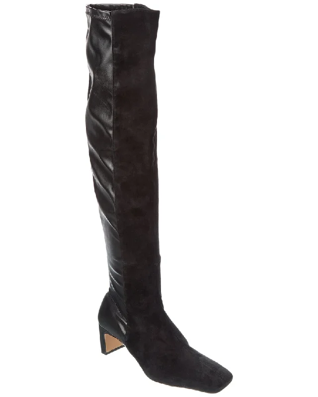 SCHUTZ Donata Suede & Leather Over-The-Knee Boot British Gentleman Oxford Style  