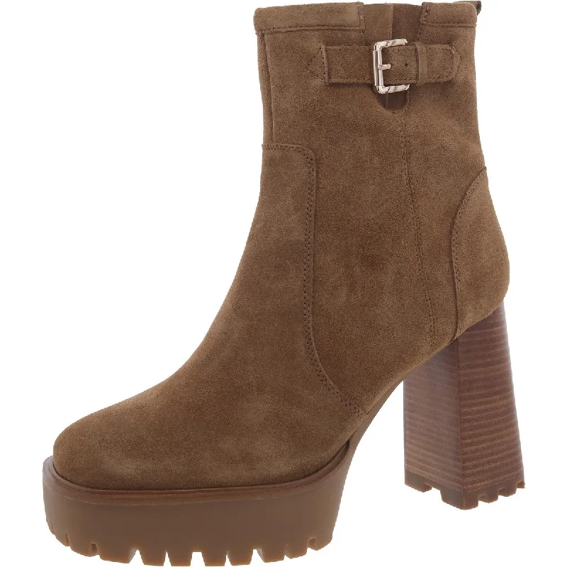 Sharonna Womens Zipper Buckle Ankle Boots Upcycled Shoe Look  