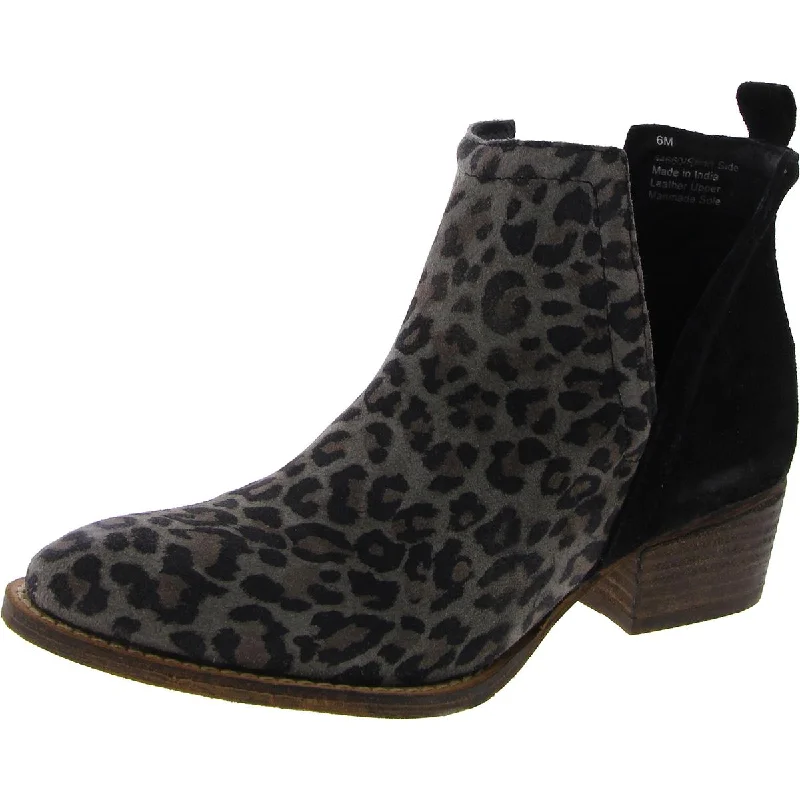 Short Side Womens Leather Snake Print Ankle Boots Aesthetic  
