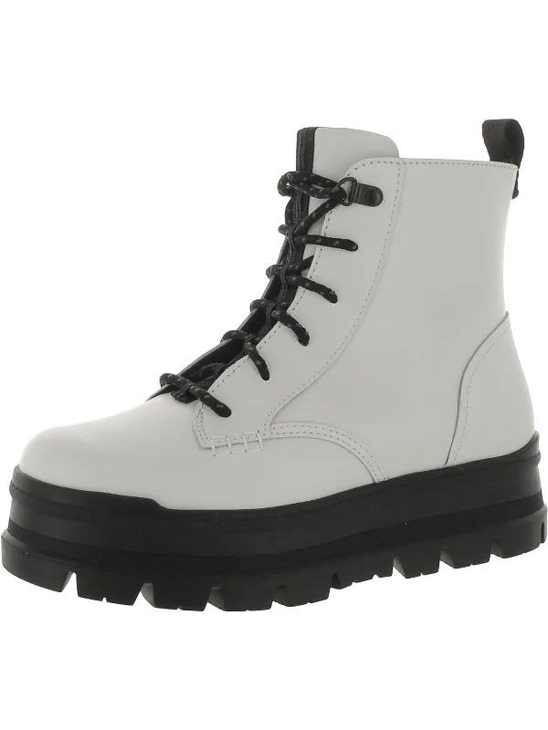 Sidnee Womens Leather Combat & Lace-Up Boots Business Monk Strap Style  