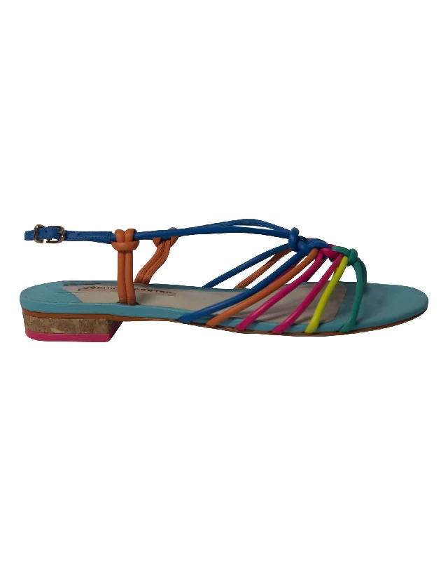 Sophia Webster Rainbow Strappy Sandals in Multicolor Leather Distressed Leather Shoe Style  