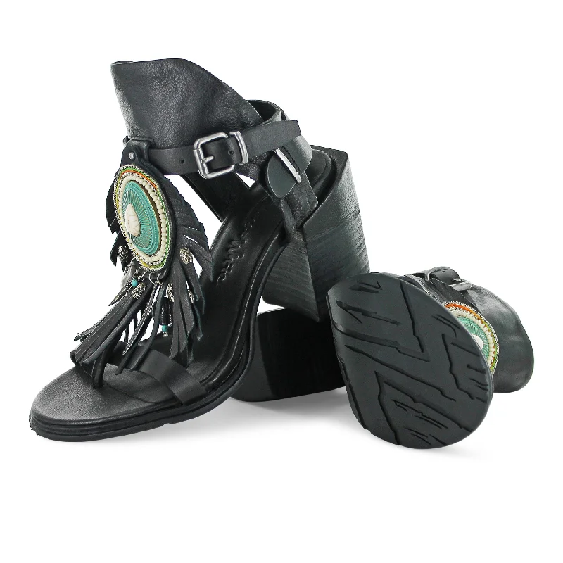T0509 - Nero Bohemian Sandal British Gentleman Oxford Style  