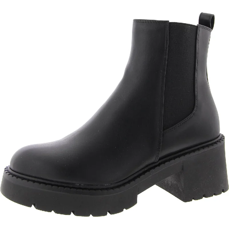 Tactic Womens Faux Leather Round Toe Chelsea Boots Combat - Inspired Military Boot Look  