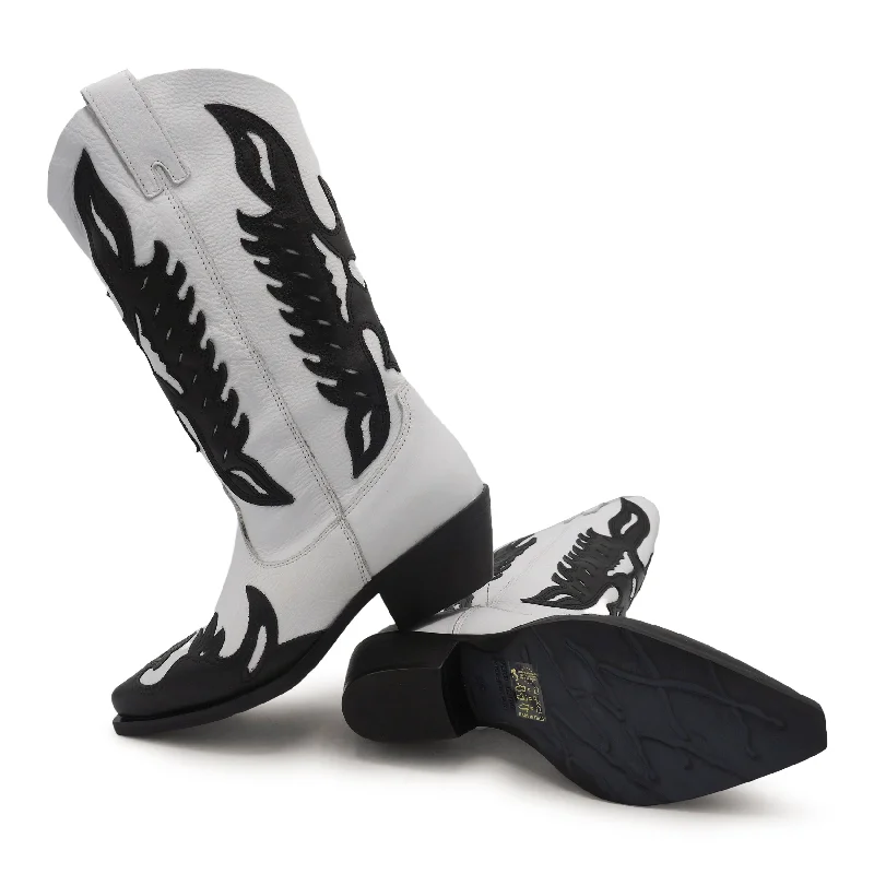 TB821 - WHITE LEATHER/ BLACK EAGLE Business Monk Strap Style  