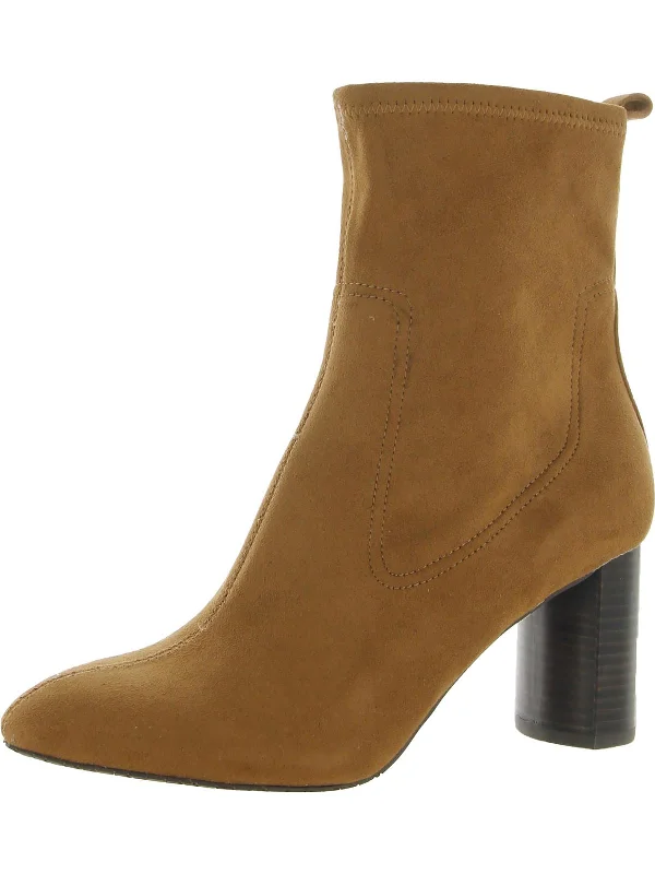Tonesu Womens Suede Block Heel Mid-Calf Boots Upcycled Shoe Look  