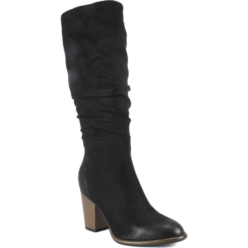 Trunell Womens Faux Suede Pull On Knee-High Boots Buckle -