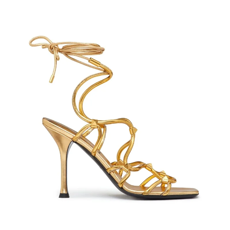 Valentino Garavani Rockstud Net Lace-Up Sandals Paisley Print Shoe Design  