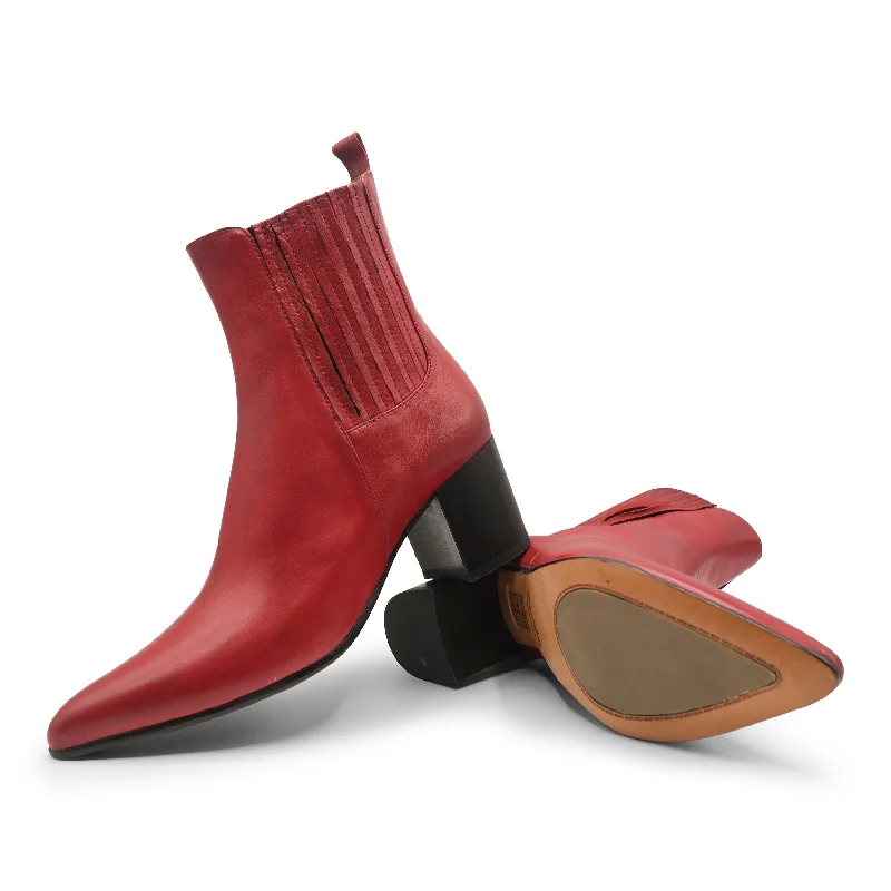VW13B - Soft Nappa Red Chelsea Chunky Platform Sneaker Style  