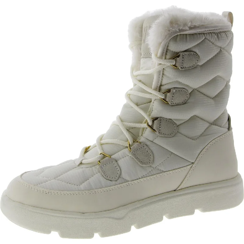 W Willetta Womens Lace Up Flat Winter & Snow Boots Monochromatic Shoe Look  