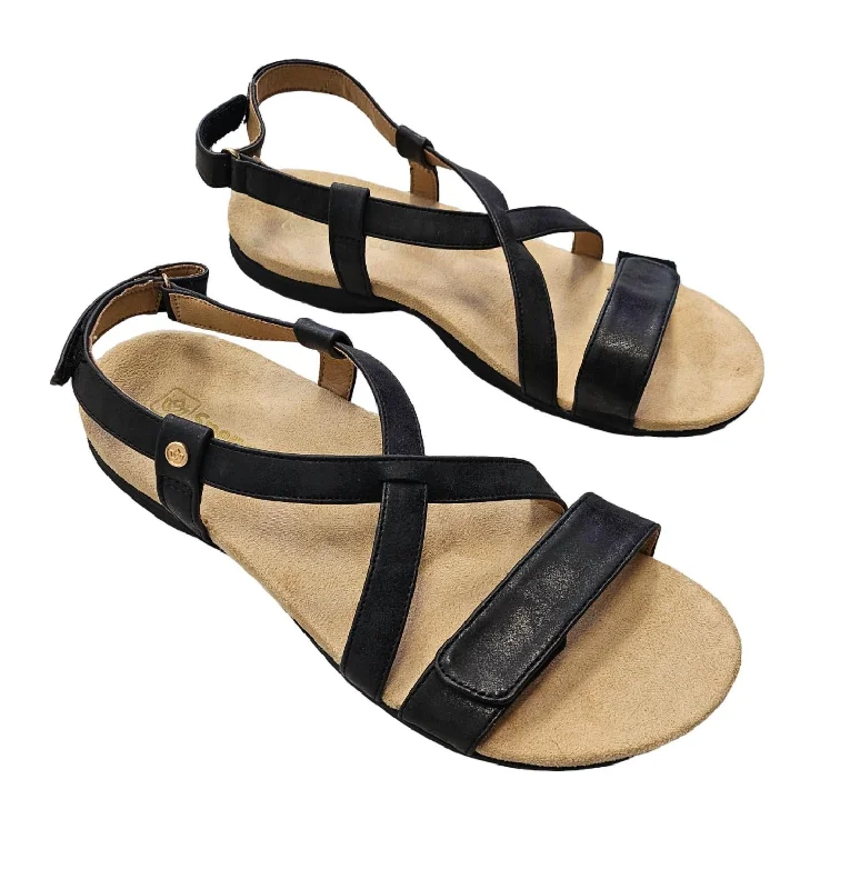 Women's Adjustable Strappy Sandal In Black Mod Oxford Design  