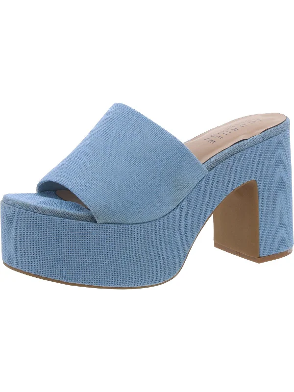 Womens Block Heel Straw Slide Sandals Lightweight Tennis Sneaker Look  
