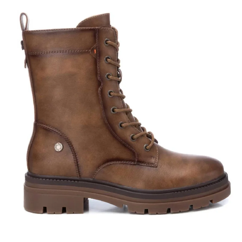 Women's Combat Booties In Taupe Vintage Oxford Appeal 