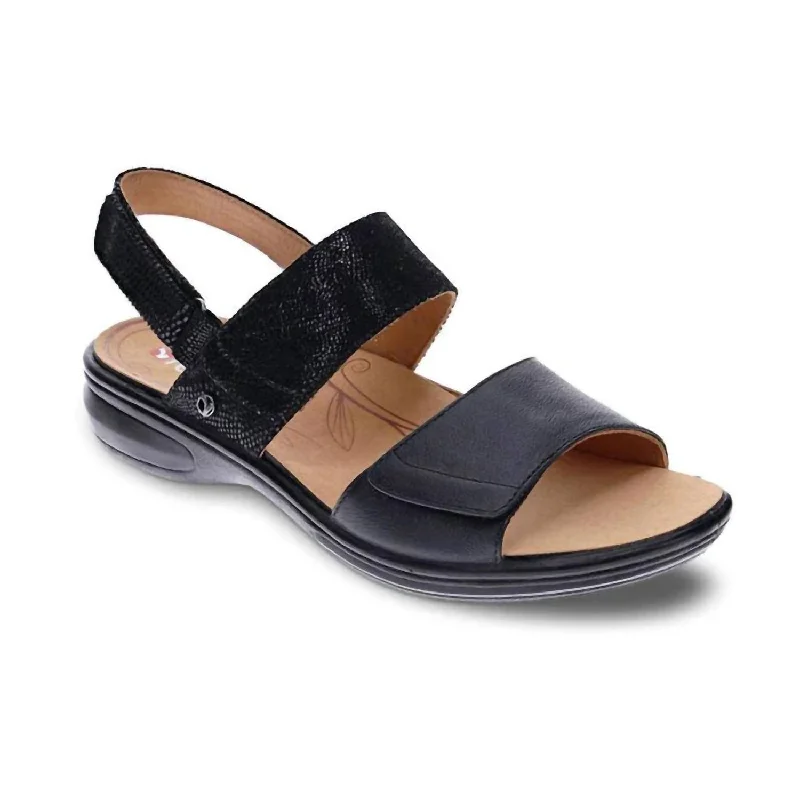 Women's Como Sandal In Black Lizard Minimalist Sneaker Style  