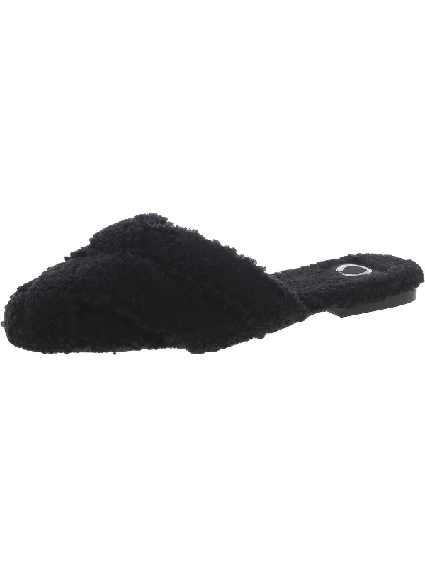 Womens Faux Fur Square Toe Mule Sandals Desert Boot Utility Style  