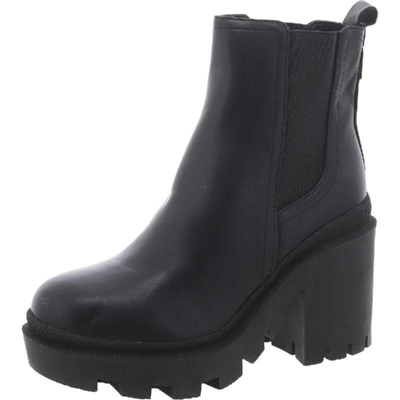 Womens Faux Leather Block Heel Chelsea Boots Glow - in - the - Dark Shoe Design  