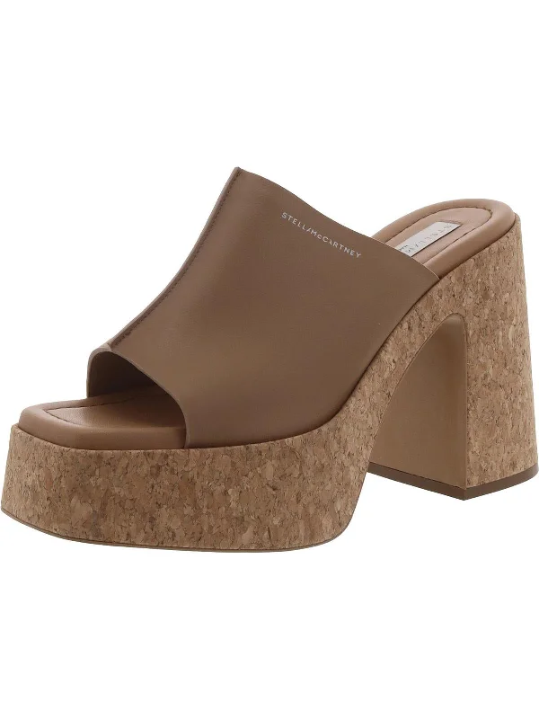 Womens Faux Leather Block heel Mule Sandals Neon - Accent Sneaker Look  