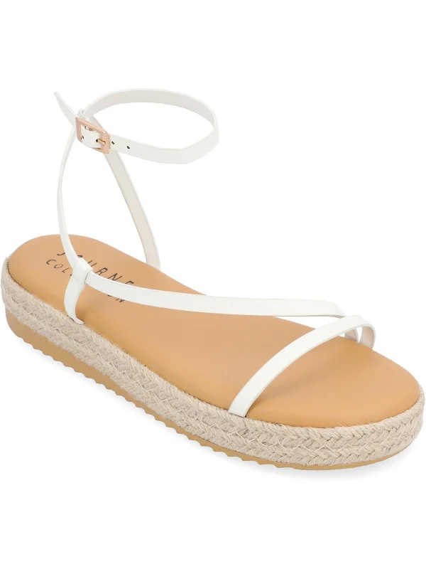 Womens Faux Leather Cushioned Footbd Espadrilles Striped Shoe Style  