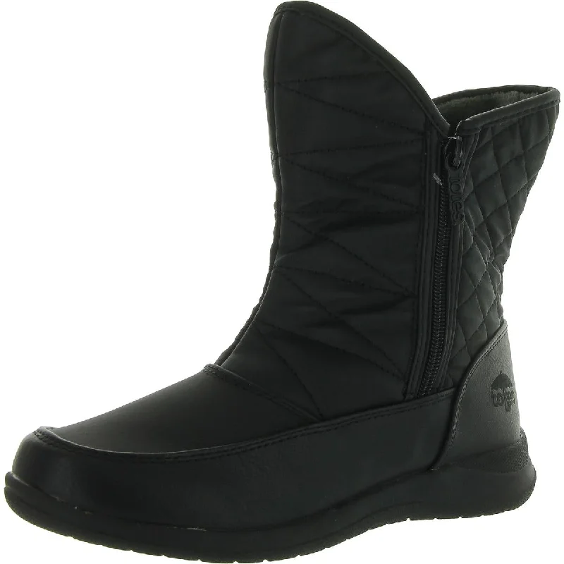 Womens Faux Leather Faux Fur Lined Winter & Snow Boots Ankle - High Military Boot Style  