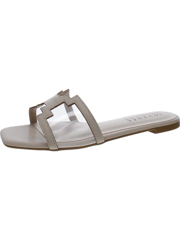 Womens Faux Leather Slide Sandals Aesthetic  
