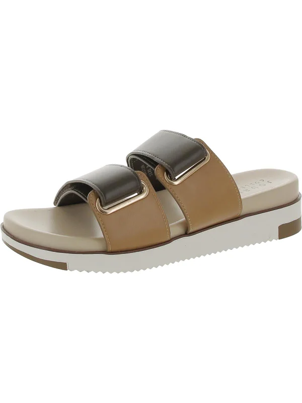 Womens Faux Leather Slide Sandals Sustainable Shoe Design  