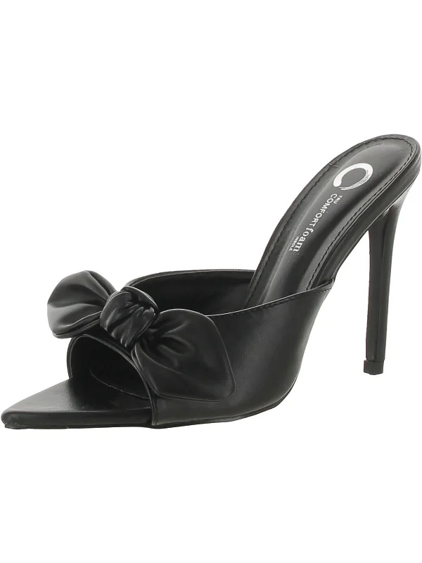 Womens Faux Leather Slip On Heels Inflatable Shoe Look 