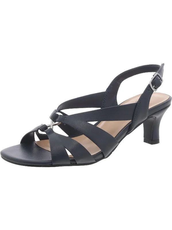 Womens Faux Leather Strappy Slingback Sandals Open - Lacing Derby Look  