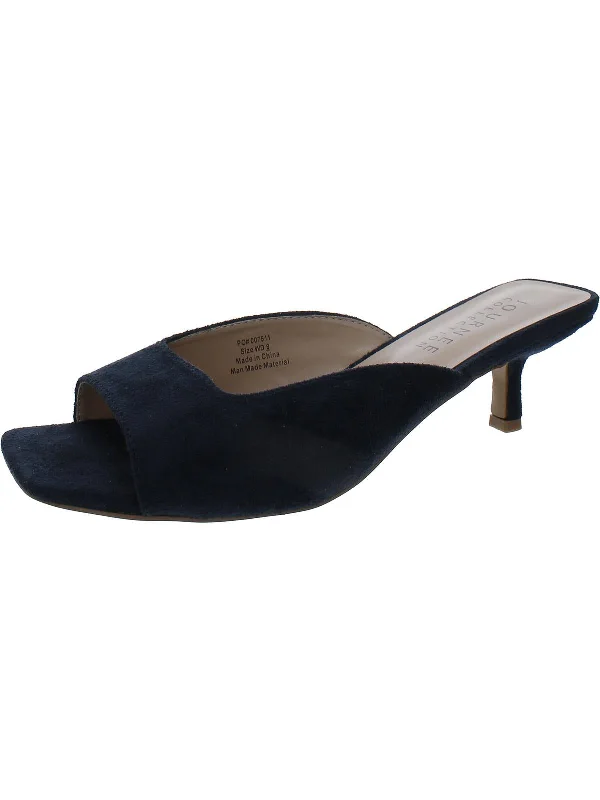 Womens Faux Suede Heels Elastic - Sided Chelsea Look  