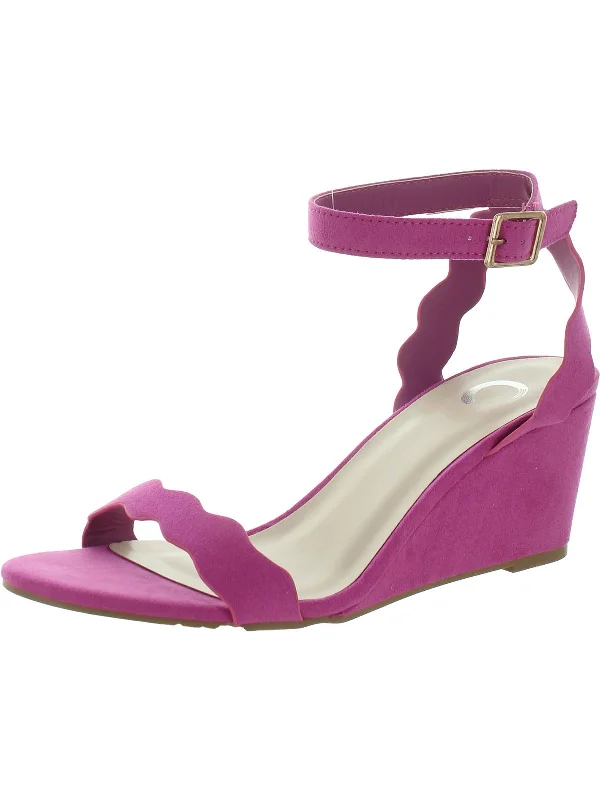 Womens Faux Suede Round Toe Wedge Sandals Tassel Driving Shoe Look 