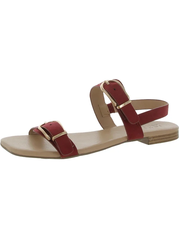 Womens Faux Suede Square Toe Ankle Strap Inflatable Shoe Look 