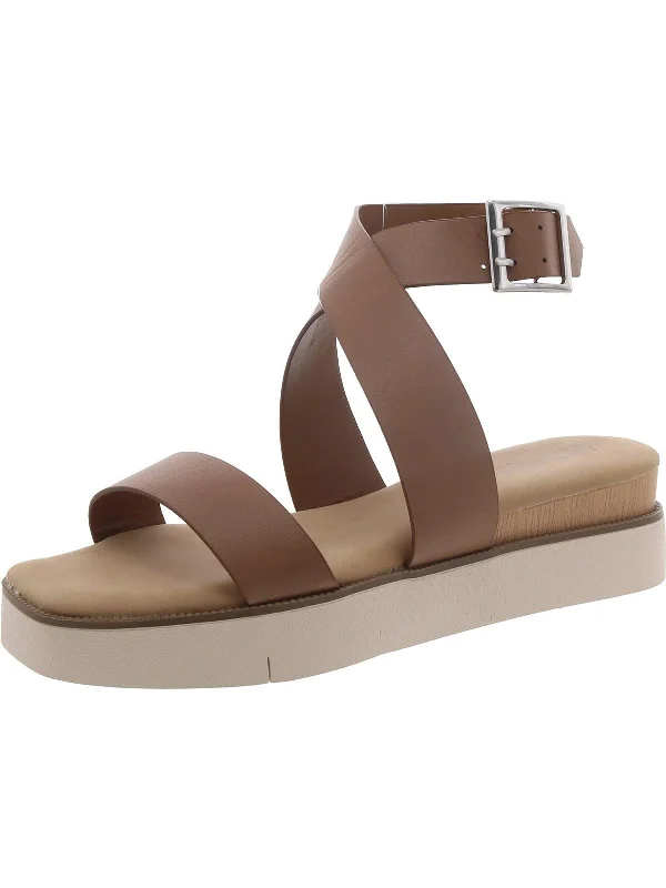 Womens Leather Ankle Strap Memory - Foam Slipper Look  