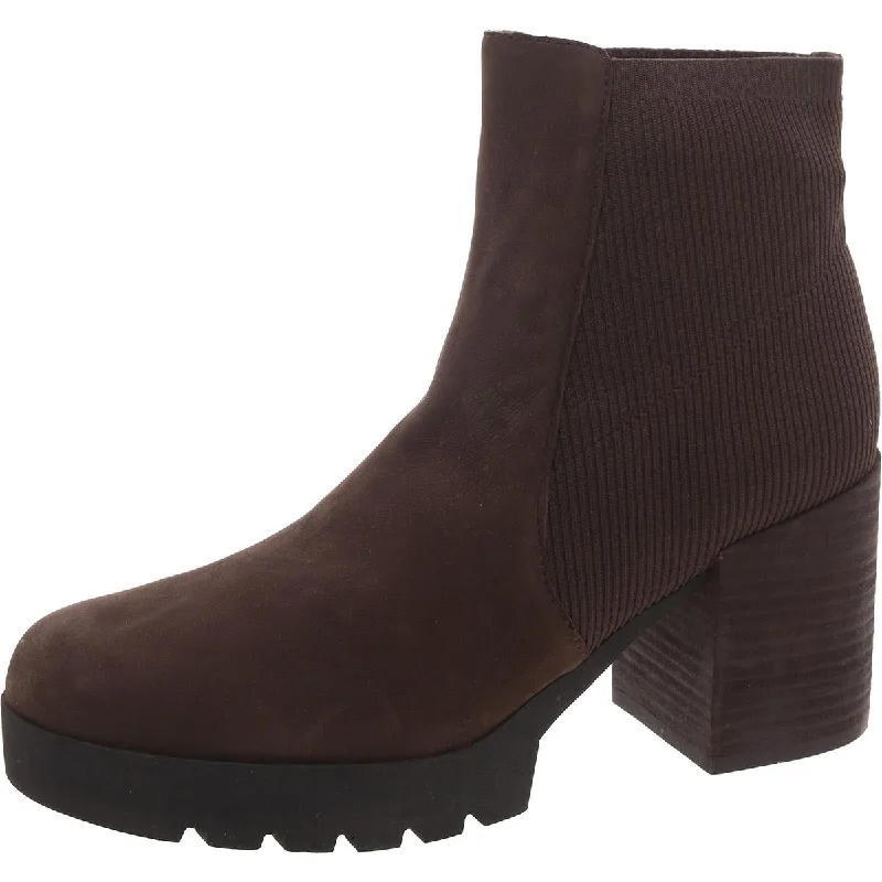 Womens Leather Block Heel Chelsea Boots Edwardian Shoe Look  